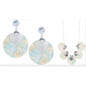 Beach Chic Shell Resin Necklace + Matching Earrings